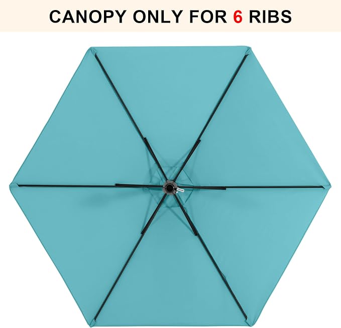 MASTERCANOPY Patio Umbrella 7.5 ft Replacement Canopy for 6 Ribs-Turquoise Canopy Only