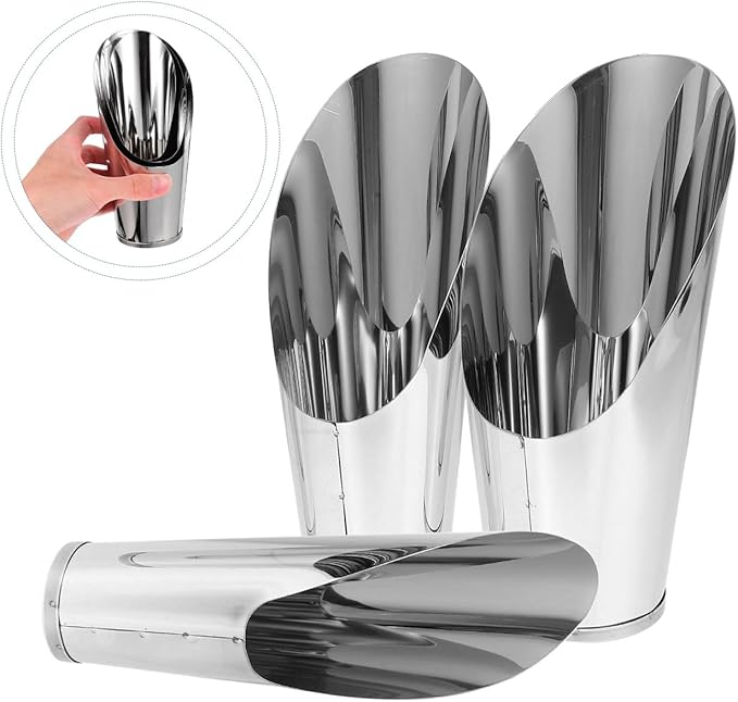 Abaodam 3pcs Stainless Steel Soil Scoop Set Gardening Hand Tools for Planting Succulents and Bonsai with Bucket-Shaped Shovels in Small, Medium, Large Sizes