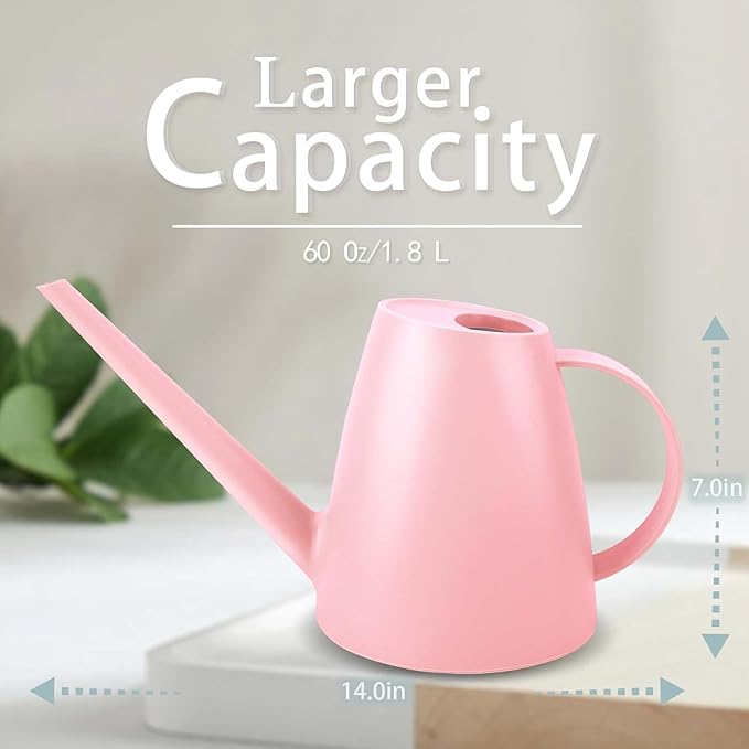 Watering Can,Long Spout Water Cans for Indoor and Outdoor Garden,Plants Water Cans for Flower & shrubs - 1.8L/1/2 Gallon (Pink)