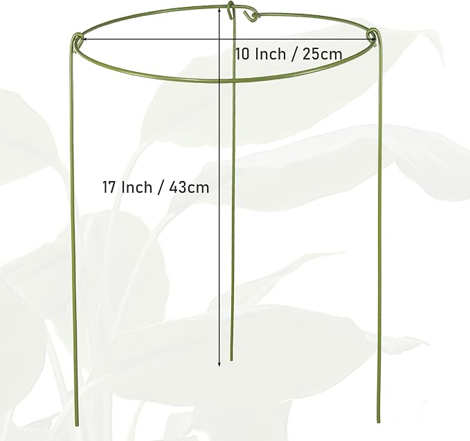 3 Pack Garden Stakes Plant Support Cage, Plant Support Rings for Outdoor Indoor Peony Tomato Rose Flowers Potted Plants (10" W x 17" H)
