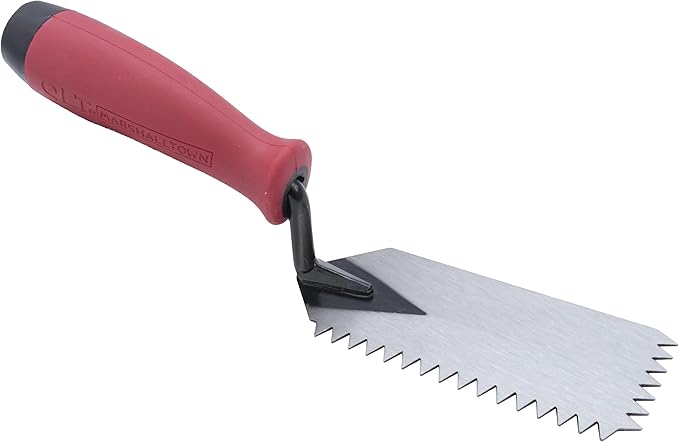 MARSHALLTOWN QLT V Notched Margin Trowel, Flooring and Tiling, Soft Grip Handle, 5 x 2 Inch, MT79