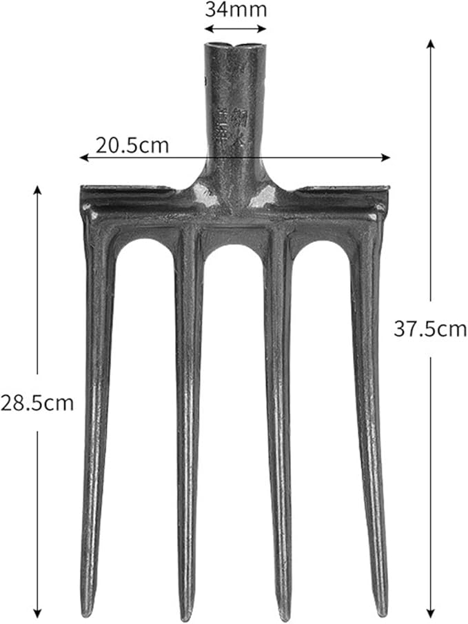 Digging Fork High Carbon Steel Garden Fork Anti Breakage Garden Digging Spading Fork for Farms Ranches (4 Tine)