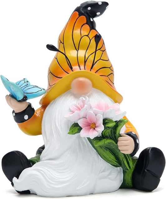 Hodao Spring Butterfly Gnomes Decorations for Home Table, Porch, Garden Yard Butterfly Elf Ornaments Decor Spring Gnome Figurines Decor for Outdoor Garden Birthday Gifts for Mom, Grandma