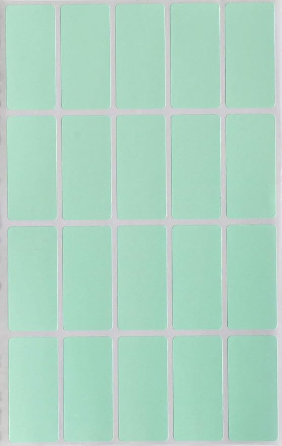 Royal Green Rectangular Color Coding Stickers 1.57inch x 0.75 inch Rectangle Label Colored Tags for Kids in Pastel Green (40mm x 19mm) - 300 Pack