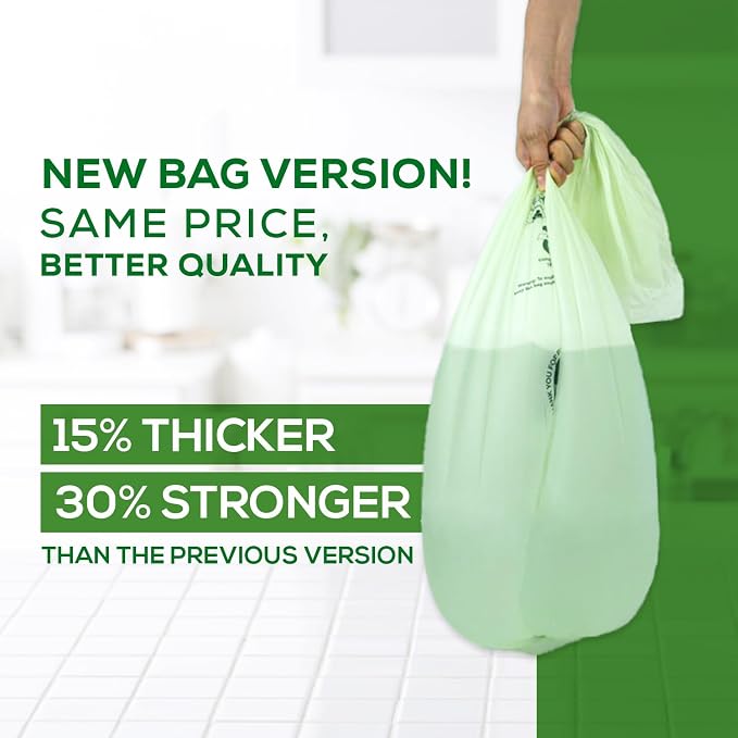ANECO 100% Compostable Trash Bags 13 Gallon, 35 Count, Extra Thick Kitchen Compost Bags, Large Compostable Bags for Tall Kitchen Bin