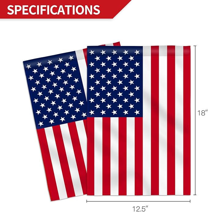 Anley Double Sided Premium Garden Flag, US National Garden Flag - American United States July 4th Independence Day Patriotic Decorative Yard Flags - Weather Resistant & Double Stitched - 18 x 12.5 Inch