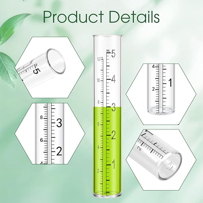erioctry 6 Pcs 5" Plastic Rain Gauge Replacement Tubes Inner Measuring Tube for Outdoor Yard Garden