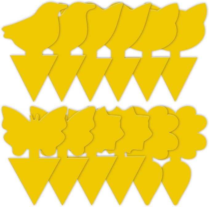 Dual-Sided Yellow Sticky Traps for Insect Monitoring – 24 Pack Plant Sticky Cards for Fungus Gnats, Whiteflies & Aphids, Non-Toxic IPM Traps for Indoor & Outdoor Plants