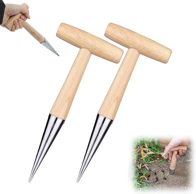 Plant Hole Digger for Planting, 2026 Hand Dibbler Seed Planter Tool, Bulb Planter Tool, Seeds Transplanting Plants Planting Bulbs, Garden Seed Dispenser for all vegetable fruit flower seeds (2pcs)