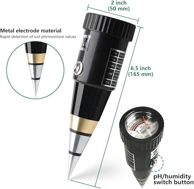Soil PH Meter, Soil Moisture Sensor Meter, Soil PH Tester Gardening Tool Kits for Plant, Tree, Soil Tester for Moisture Great for Garden, Lawn, Farm, Indoor & Outdoor Use