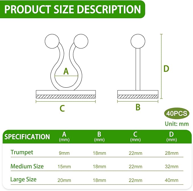 ZUFECY 120PCS Plant Wall Clips, 3-Size Invisible Vine Clips for Climbing Plants, Also for Cable Management and Indoor Decoration