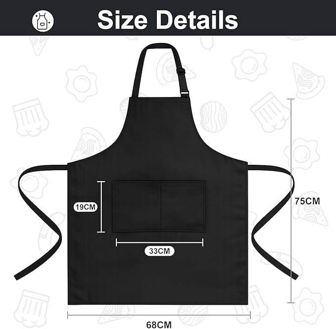VALOME 2 Pack Kitchen Aprons, Apron for Cooking with 2 Pockets, Unisex Adjustable Neck Strap Chef Aprons for Men Women