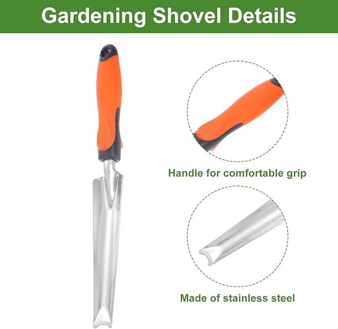HARFINGTON 4pcs Seeding Widger 13.4 x 0.8 Stainless Steel Garden Seed Planting Shovel Trowel Long & Narrow Widger for Planting Weeding Digging