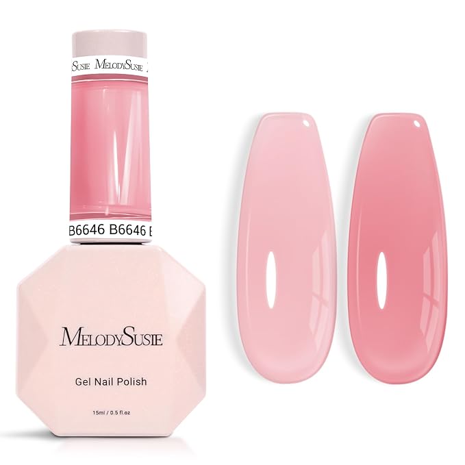 MelodySusie Jeweliver Jelly Gel Nail Polish, 0.5Fl.oz Dreamy Nude Pink Gel Polish Soak Off UV LED Light Cure Gift for Women Manicure Nail Art DIY at Home B6646