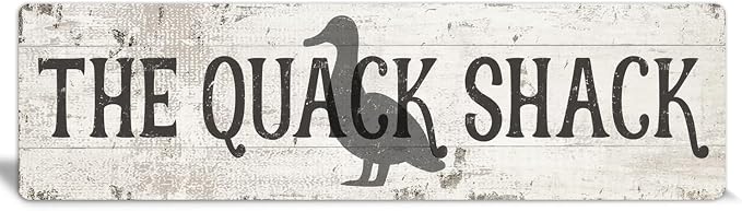 Rustic Style Outdoor Safe Metal Duck Signs for Duck House Décor - Funny Sign Styles Including “Quack Shack”, “Waddle on Inn”, Gift Duck Lovers and Enthusiasts 16 x 4 inch.