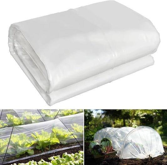 10x25 Ft Clear Plastic Floating Row Cover Freeze Protection, 2.4 Mil Polyethylene Plant Cover for Farm, Vegetable, Garden Beds, Greenhouse Plastic Sheeting for Frost Rain Snow Wind Against