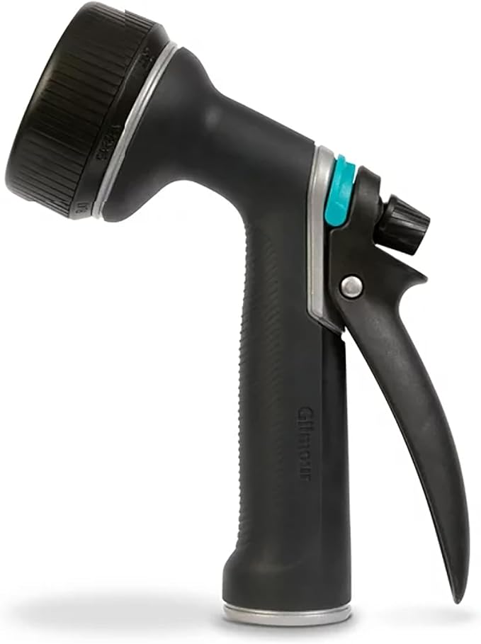 Gilmour Medium Duty Garden Hose Nozzle with 7 Adjustable Spray Patterns, Water Hose Nozzle for Watering Garden or Lawn, Black