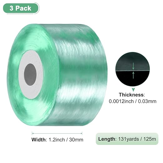 M METERXITY 3-Pack Grafting Tape, 131yards x 1.2"(L x W) Tree Grafting Tape Per Pack, Plant Repair, Stretchable Floristry Film for Tree/Fruit/Poly Budding