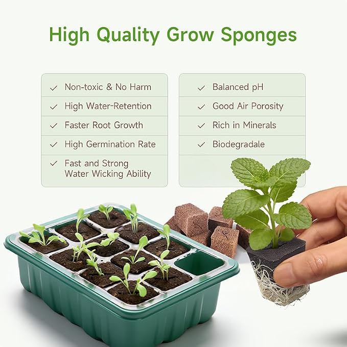 50 Packs Cuttage Grow Sponges, Pods Root Growth Sponge Eco Friendly PH Balance, Square Sponge Replacement Part Seedling Starter Sponges for Hydroponic Indoor Garden System Cuttage Rooting