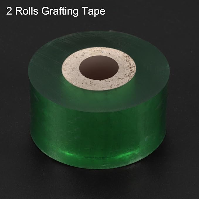 HARFINGTON 2pcs Fruit Tree Grafting Tape 3CM x 100M PVC Stretchable Garden Grafting Tool Plants Nursery Repair Tapes Self Adhesive Floristry Film for Floral Tree and Poly Budding Tape, Green