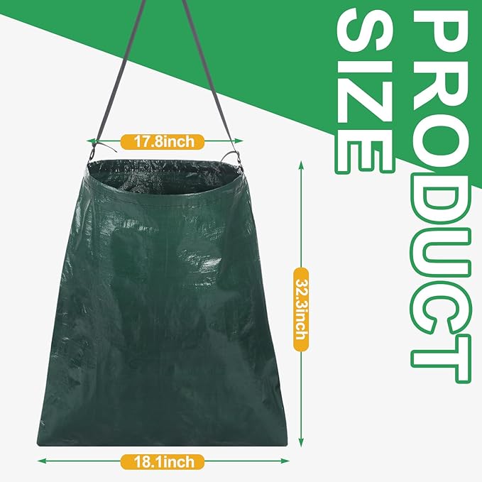 Faccito Litter Bag with Shoulder Strap Trash Pickup Bag Holder Lawn Leaf Chute Vinyl 4.45 Cubic Feet No Bending Portable Trash Picker Grabber for Patio Yard Garden Wear Gloves When Assembling(Green)