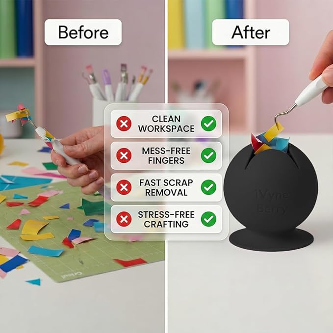 iVyne Berry Suctioned Vinyl Weeding Scrap Collector & Holder for Weeding Tools for Vinyl - Black