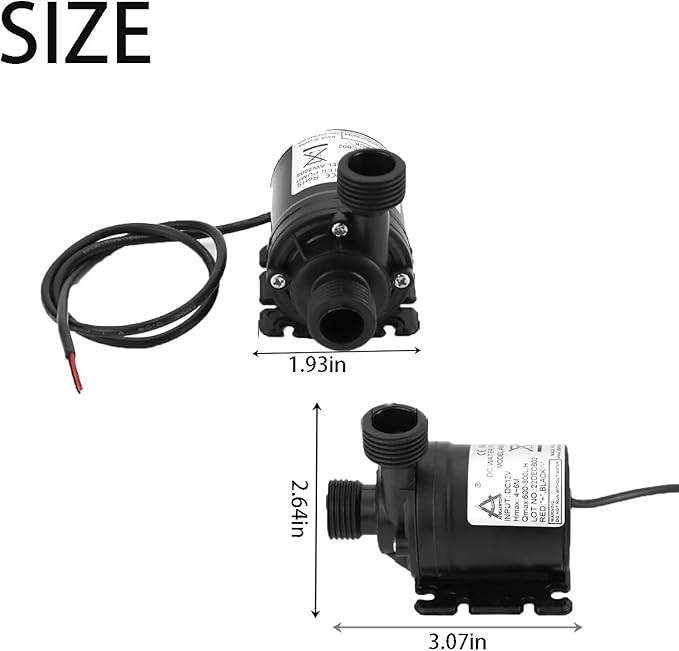 Mini Brushless Submersible Water Pump - NeilBee 12v Ultra Quiet Motor Micro Water Cooling Pump, Multifunction Threaded Water Pump, Submersible Pump for Aquaponics Garden Fountain