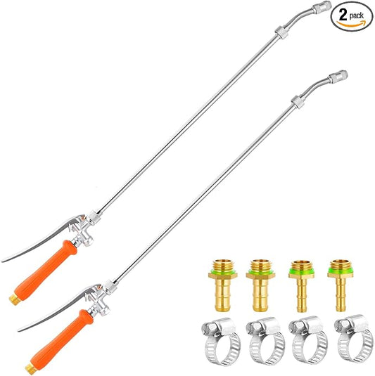 2 Pack 29 Inch Spray Wand, Brass Barb Match 1/4" & 3/8" Sprayer Wand Hoses, Adjustable Nozzle Stainless Steel Sprayer Wand with Shut off Valve for Weed Garden Car Wash
