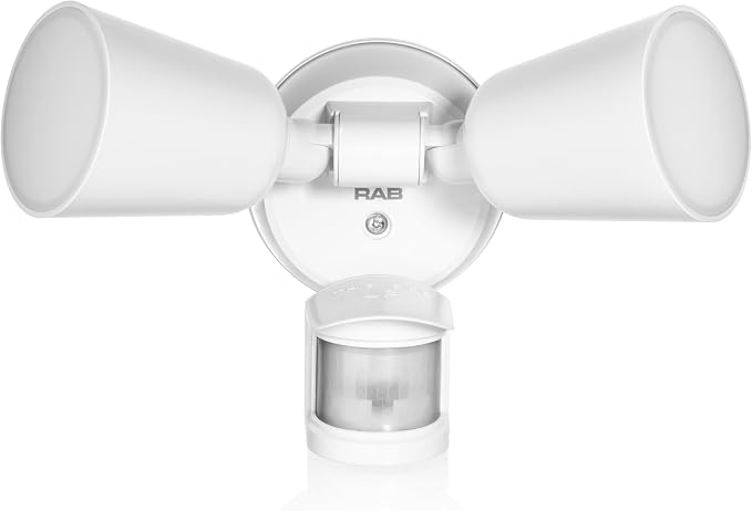 RAB Lighting LU160 Luminator Motion Sensor Outdoor Lights - Flood Light for Security - Outside Dusk to Dawn Photocell, 3000k–5000k Tunable, IP65 Weatherproof Rating, 160°Coverage, 50 Ft Range (White)