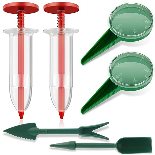 6Pcs Mini Sowing Seed Dispenser, Seed Planter Tool, Handheld Seed Planter, Seed Sower Tool, Reusable Seedlings Dibber and Widger Set with Seedlings Dibber Widger for Spreading