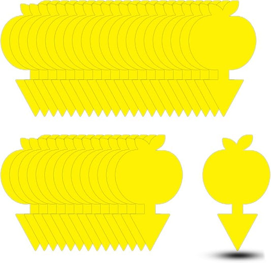 36PCS Fruit Fly Sticky Traps Fungus Gnat Traps Insect Trap for Plants Kitchen Indoor Outdoor White Flies Mosquitos Fungus Gnats Flying Insects Houseplant Gifts (Apple Shape)