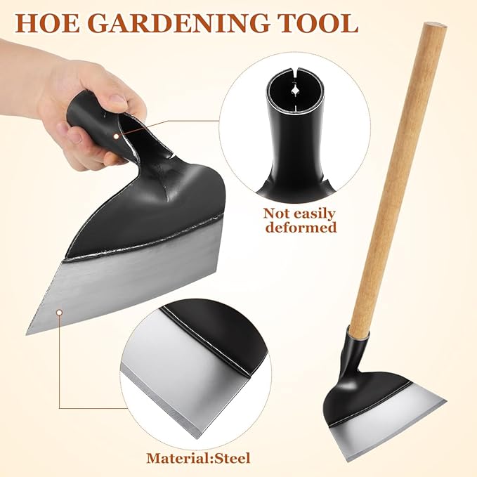 MAGICLULU Garden Hoe Head, Heavy Duty Round Eye Hoe Garden Tool Replacement for Weeding, Tough Soil Loosening, Hacking, Landscaping, Farming & Jardineria (9.24x5.89x5.89Inch, Without Handle)