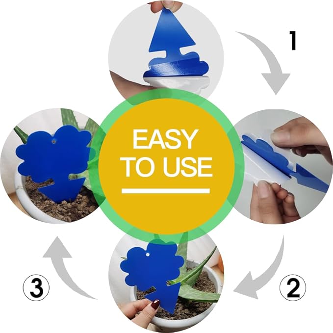 58 Pack Gnat Killer Sticky Traps for Plants - Blue Fungus Gnat Sticky Trap for Indoor Houseplants, Fruit Flies, Whiteflies, Aphids - Family Friendly Design, Flower and Cloud Shapes