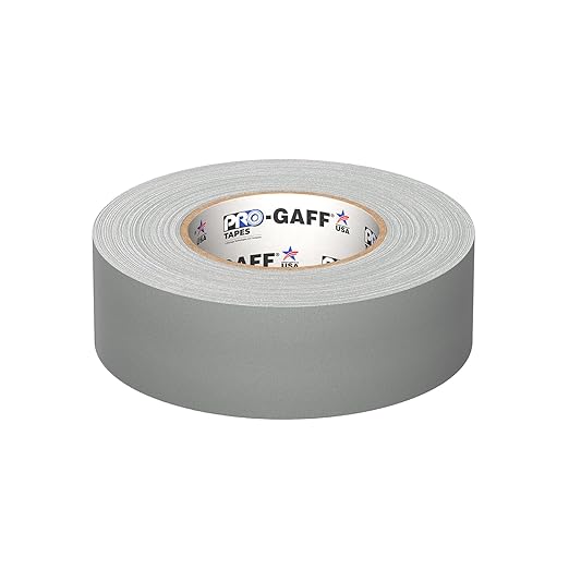 ProTapes Pro Gaff Premium Matte Cloth Gaffer's Tape With Rubber Adhesive, 11 mils Thick, 55 yds Length, 2" Width, Grey (Pack of 1)