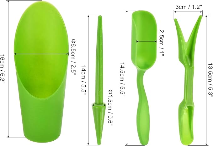 8Pcs Set Mini Garden Shovel Hand Tools Transplanting Potting Tool Set Indoor Soil Spoon Scoop Plastic Kits (Green-8pcs Set)