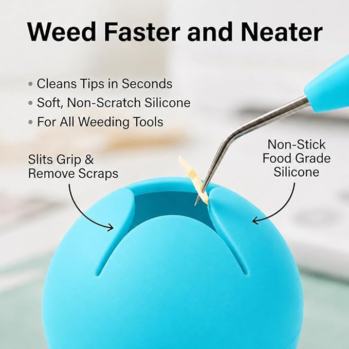 iVyne Berry Suctioned Vinyl Weeding Scrap Collector | Versatile Multi-Surface Suction & Anti-Spill Vinyl Scrap Collector w/Soft and Flexible Silicone to Protect your Weeding Tools | Blue, 1 Pack