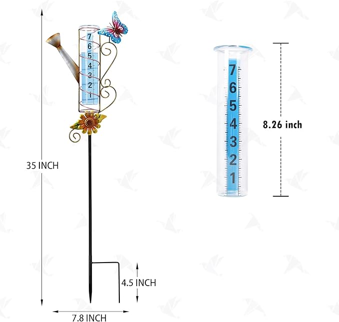 MUMTOP Rain Gauge Outdoor, 36 Inch Large Number Easy Read Water Measure Gauge for Lawn, Yard and Garden(Watering Can)