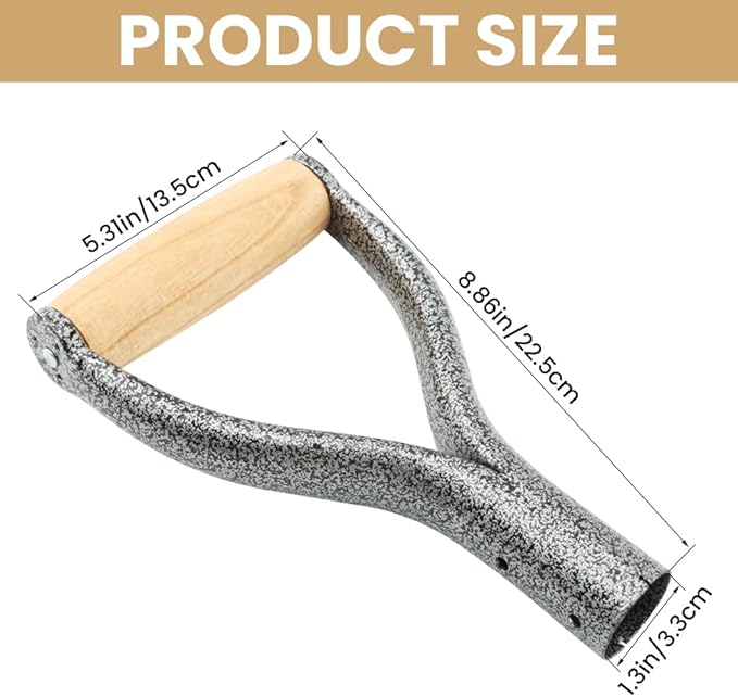 Shovel D Grip Handle,Metal Shovel Replacement Handle with Wooden Grip Reusable Spade Handles for Digging Garden Raking Tools Snow Scoop 32mm Inner Diamete(Silver)(Silver)