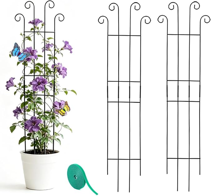 32.6inch Plant Trellis for Climbing Plants Indoors Outdoor, Garden Trellis for Potted Plants, Rust-Proof Metal Sturdy Climbing Stakes Support for Ivy Vine Photos Hoya Monstera, Easy Install (2pcs)