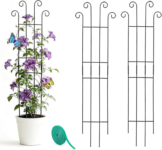 32.6inch Plant Trellis for Climbing Plants Indoors Outdoor, Garden Trellis for Potted Plants, Rust-Proof Metal Sturdy Climbing Stakes Support for Ivy Vine Photos Hoya Monstera, Easy Install (2pcs)