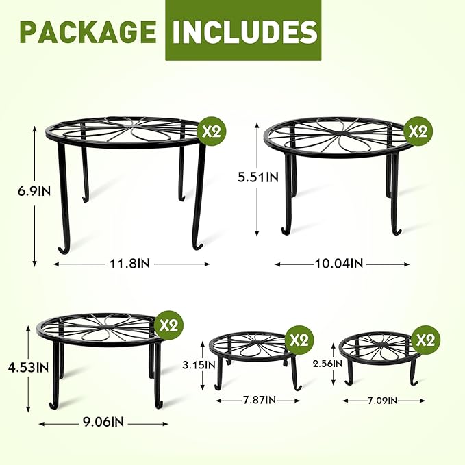 ESRICH 10 Pack Plant Stand, Metal Plant Stands for Outdoor Indoor Plants, Heavy Duty Plant Stands for Multiple Plant, Anti-Rust Iron Plant Pot Shelffor Planter, Potted Plant Holder for Garden Home