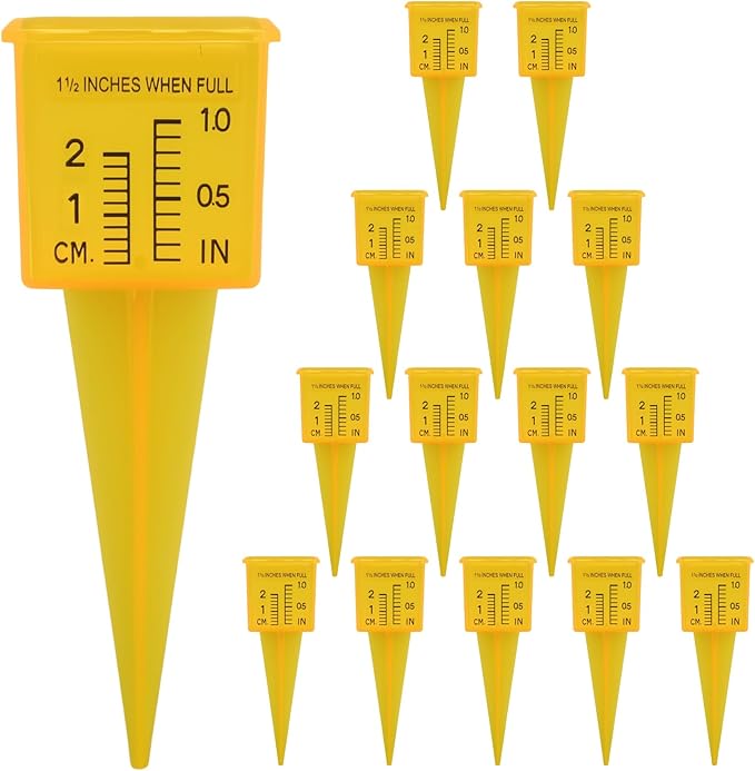 SYOWADA 15 PCS 1.5-Inch Rain Gauges, Transparent Yellow Water Measurement Tools, Suitable for Outdoor Moisture Monitoring in Gardens and Lawns
