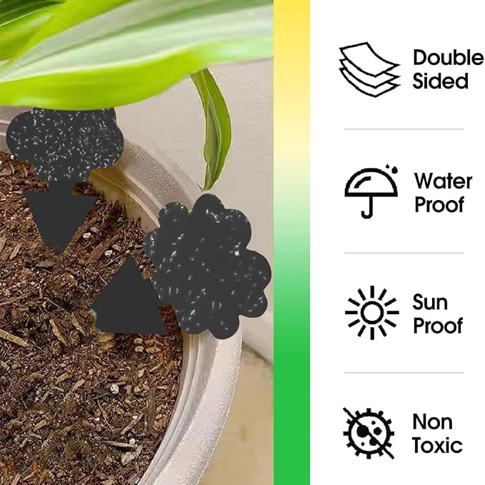 58 Pack Gnat Killer Sticky Traps for Plants - Black Fungus Gnat Sticky Trap for Indoor Houseplants, Fruit Flies, Whiteflies, Aphids - Family Friendly Design, Flower and Cloud Shapes