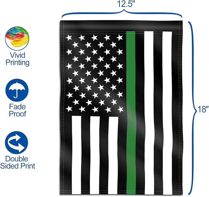 ANLEY Double Sided Premium Garden Flag, Thin Green Line US National Decorative Garden Flags - Weather Resistant & Double Stitched - 18 x 12.5 Inch