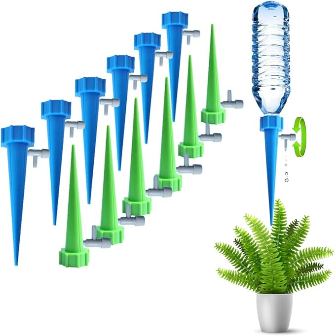 ARTEM Self Plant Watering Spikes Auto Drippers Irrigation Devices Vacation Automatic Plants Water System with Adjustable Control Valve Switch Design for Houseplant, Gardenplant, Officeplant 12 Pack