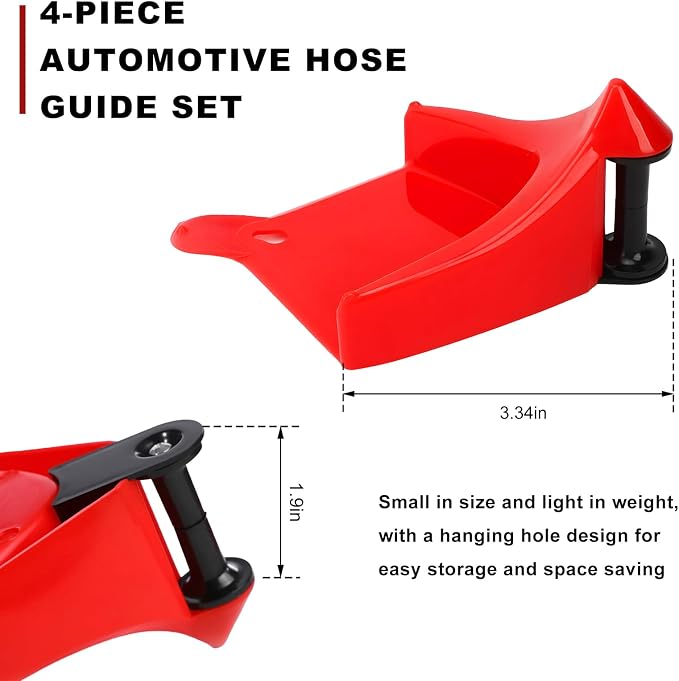 4 PCS Car Hose Guide, Tire Hose Roller Preventing Stucking and Snagging Under The Wheels, Plastic Detailing Tyre Hose Guide Vehicle Washing Tool for Cars Trucks SUVs (Red)