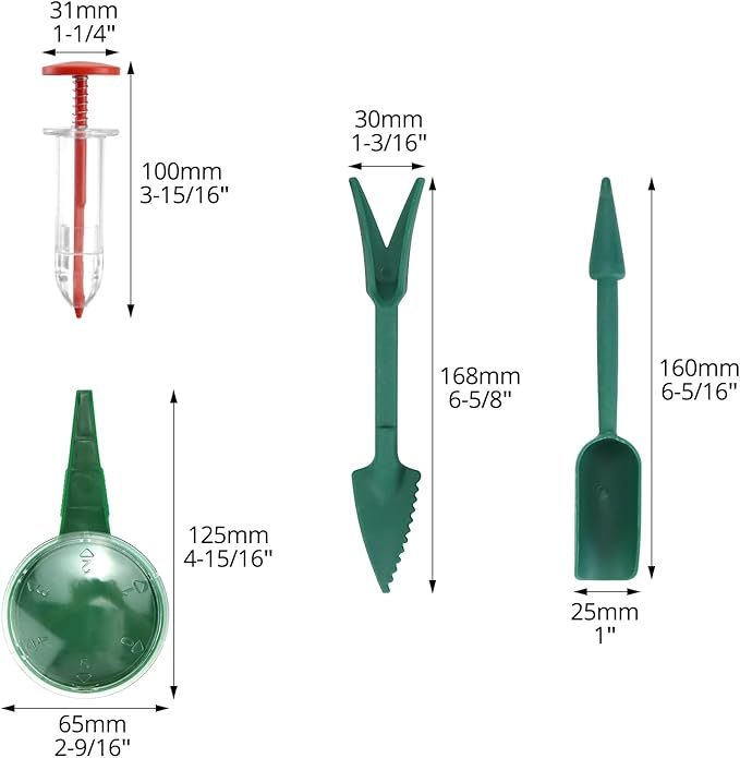 QWORK 8 Pcs Seed Dispenser Planter Tool Set, Precision Seed Planter Tool with Seed Spreaders, Dispensers, Dibbers, for Seed Placement