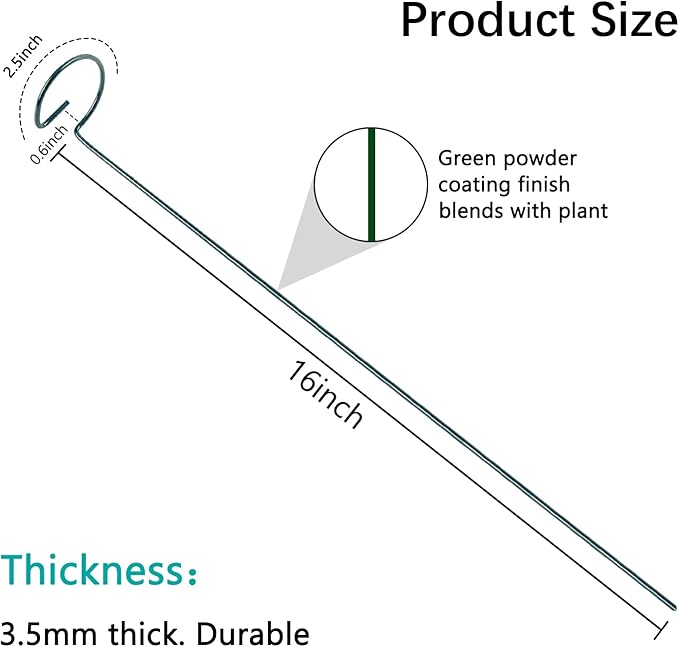 Thealyn 12 Pack 16 Inch Plant Support Stakes, Metal Single stemmed Flower Support Hoops，Garden Plant Stakes Plant Prop for Amaryllis Orchid Lily Rose Peony Tomatoes Gladiolus