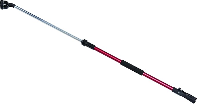 Dramm Telescoping RainSelect Rain Wand – 9 Pattern Adjustable Spray Head, One Touch Thumb Valve, Extends 34–55 Inch Aluminum Watering Wand for Garden Hose – Red