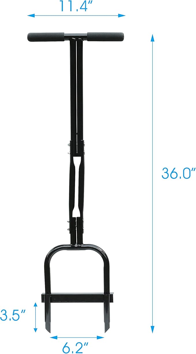 Gardzen Plug Aeration, Hand Hollow Tine Lawn Aerator, Heavy Duty Aerator for Compacted Soils and Lawns, 35" x 11", Black